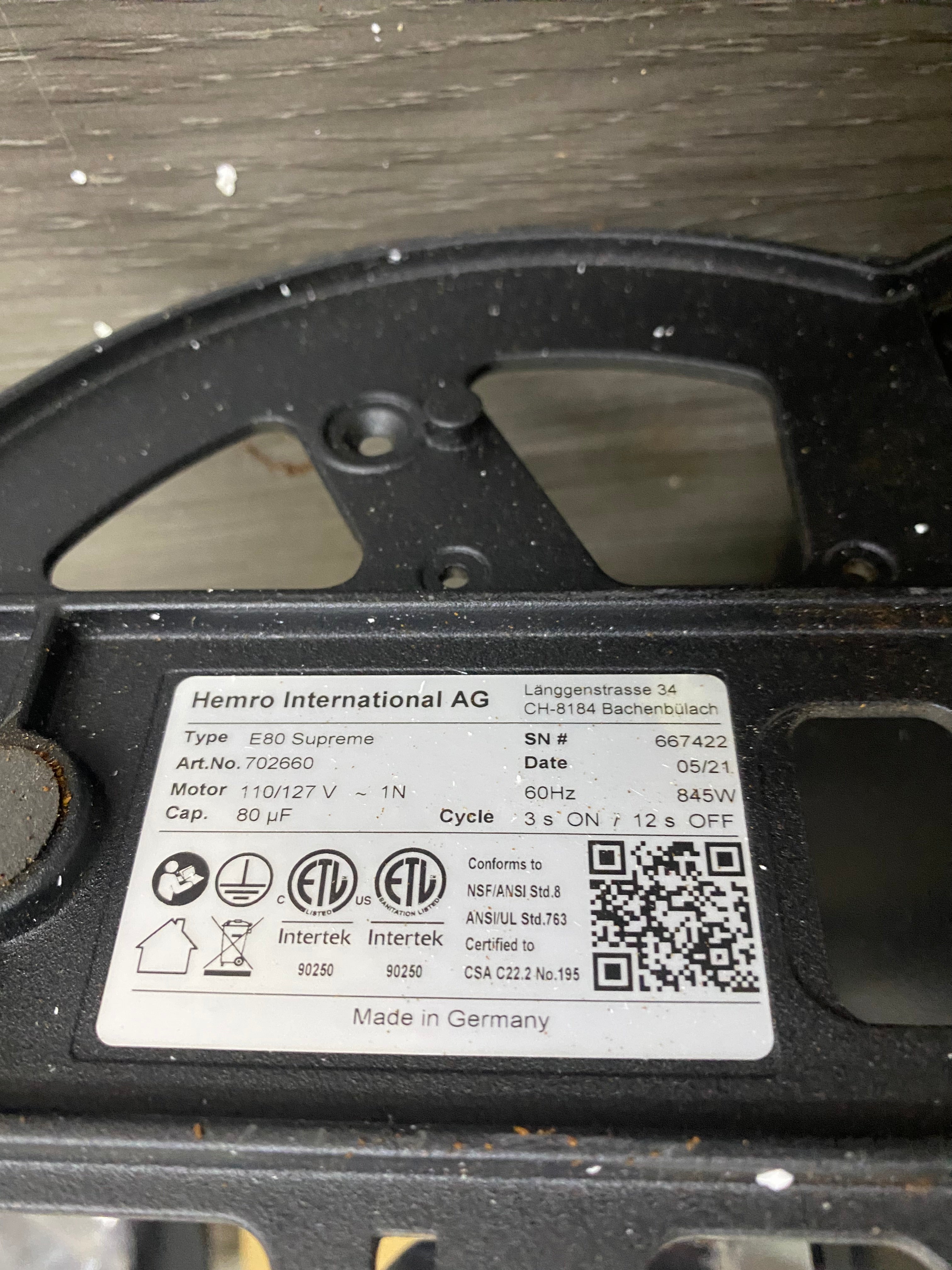 OPEN BOX Mahlkonig E80S Grind-by-Weight (No Sync) Commercial Espresso Grinder - Black - S#667422