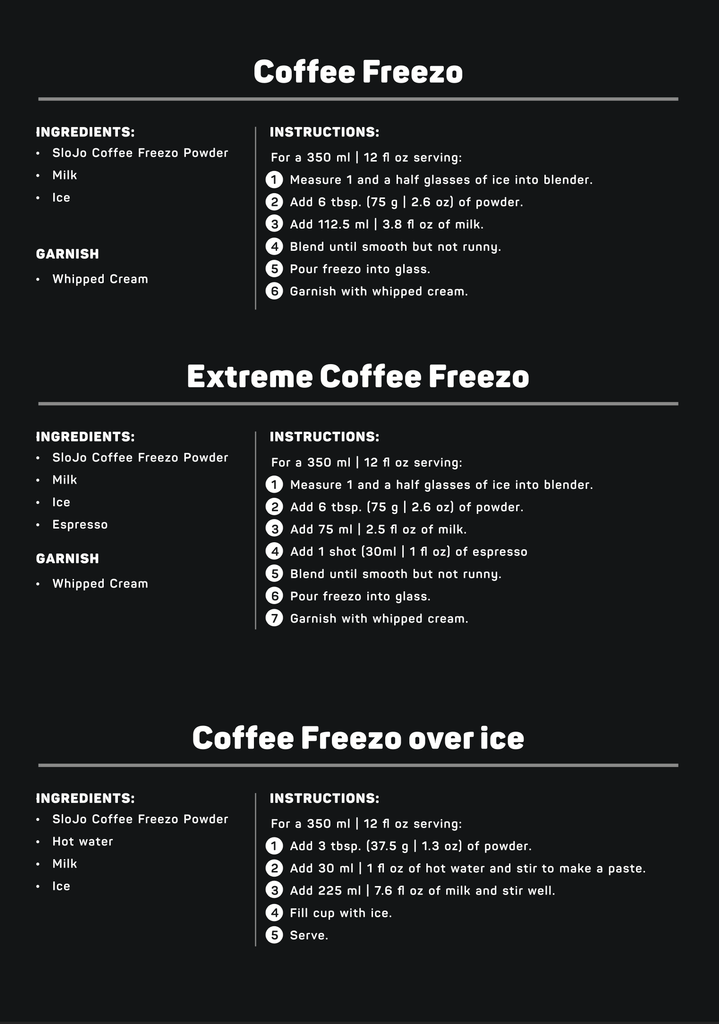 SloJo Coffee Freezo Flavored Powder Mix - Case of 8
