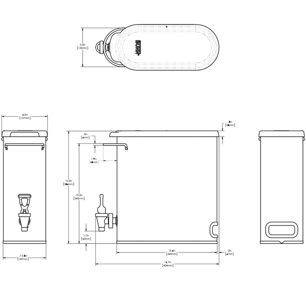 Bunn Bunn 39600.0065 TDO-N-3.5 3.5 Gal. Low Profile Iced Tea Dispenser Iced Tea Servers