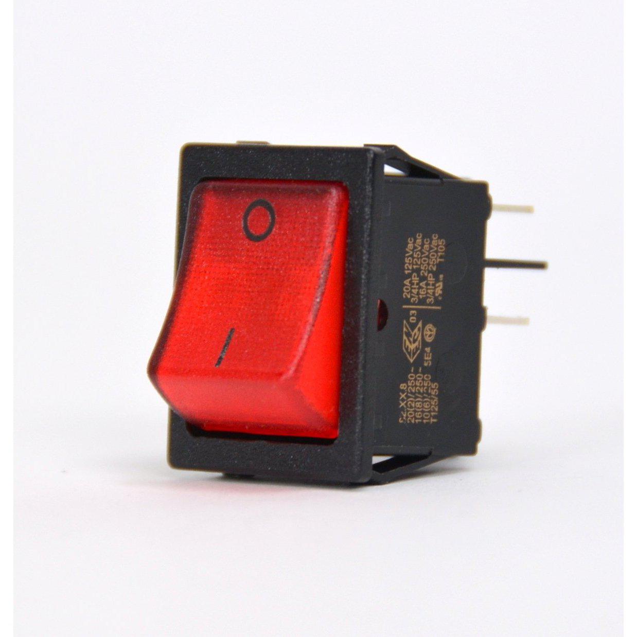 CP Red Bipolar Switch with Indicator Lamp Button 250v 16a Caps / Knobs / Switches