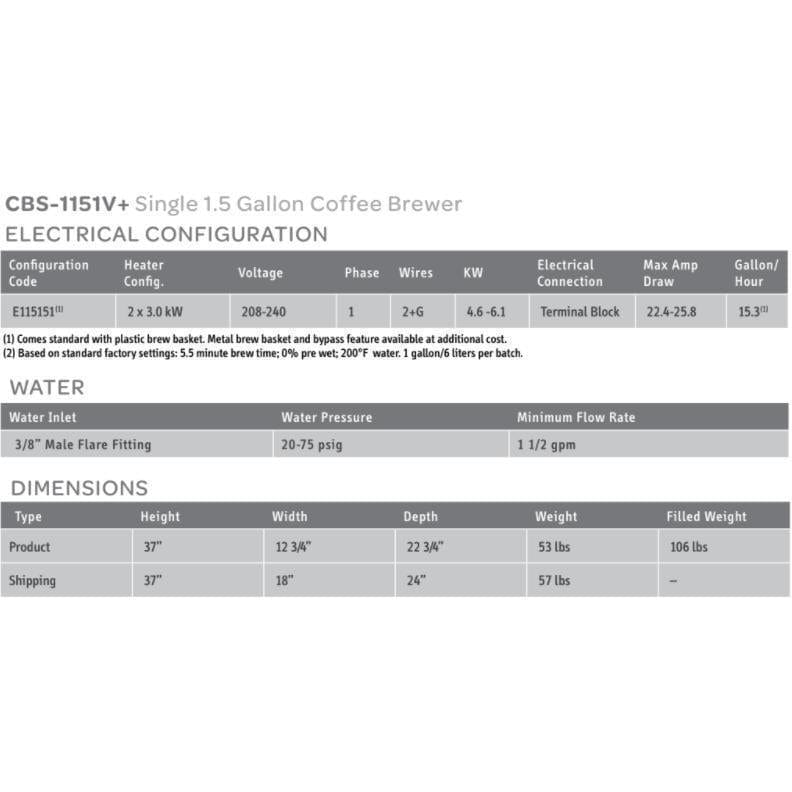 Image of Fetco Extractor CBS-1151-V+ 1.5 Gal. Coffee Brewer - Voltage Coffee Supply™