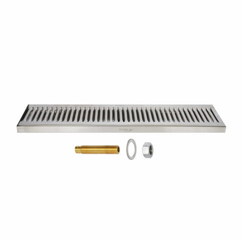 Krome 36" x 5" Krome C620 Surface Drip Tray with Drain Rinsers