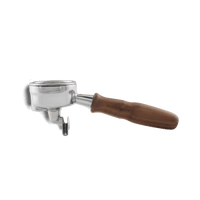Image of La Marzocco Double Spouted Portafilter Fixed Spout Wood Maple Walnut Stainless - Voltage Coffee Supply™