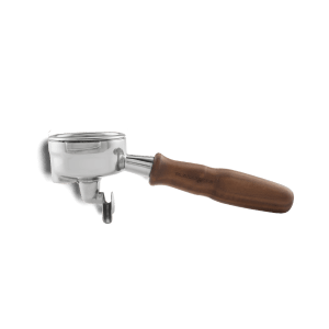 Image of La Marzocco Double Spouted Portafilter Fixed Spout Wood Maple Walnut Stainless - Voltage Coffee Supply™