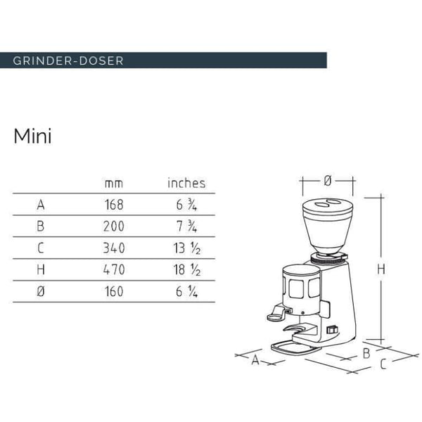 Mazzer Mini Timer Espresso Grinder Doser 58mm Burrs