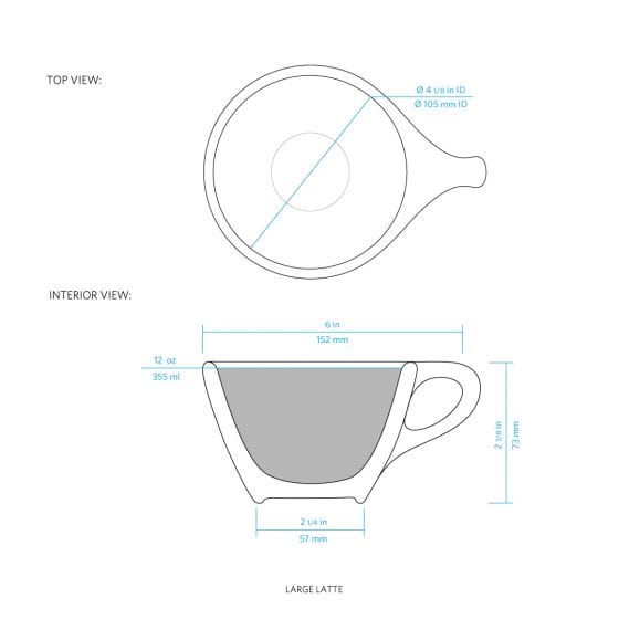 notNeutral notNeutral Lino Large Latte Cup & Saucer - One Dozen Cups & Mugs
